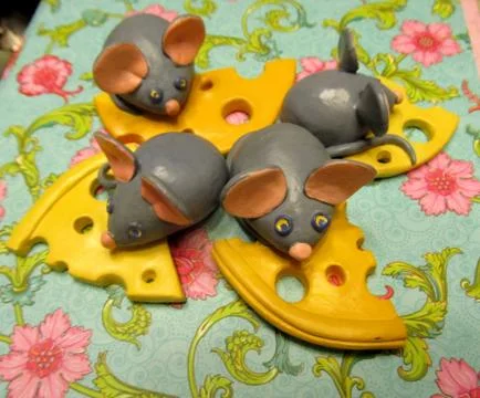 Gray mice with cheese Stock Photos