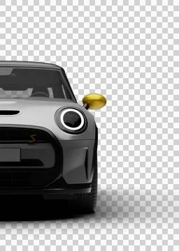 Gray Mini Cooper SE Electric 2025 front left partial render with transparen.. Stock Illustration