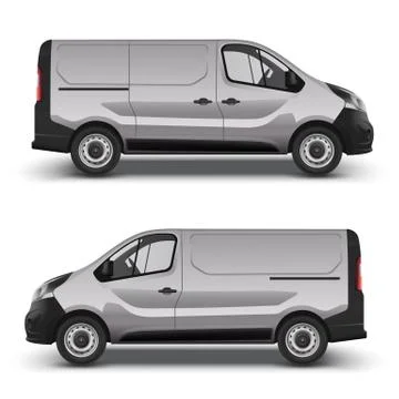 Gray minivan right and left side view Stock-Illustration
