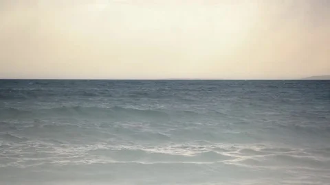 Gray Misty Sea Waves Horizon Video stock 80966460