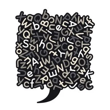 Gray Mixed Alphabet Speech Bubble Stock Illustration