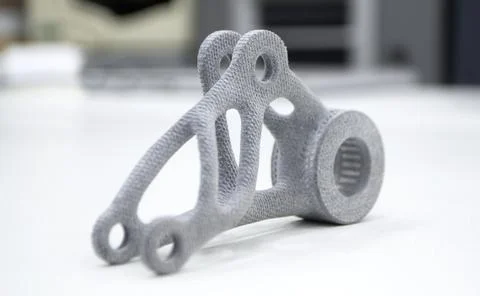 Gray models printed on 3D printer in laboratory office. Stock Photos