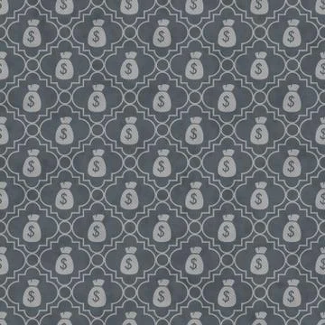 Gray Money Bag Repeat Pattern Background Stock Illustration