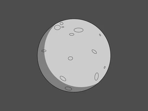Gray Moon Illustration Lunar Surface Space Object Ilustración de archivo