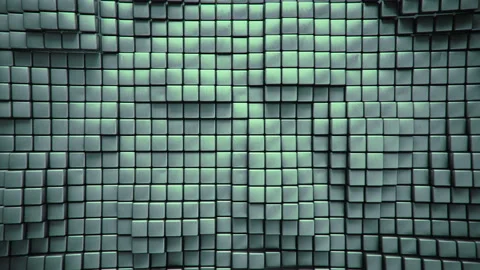 Gray mosaic of metallic cubes 3D render seamless loop animation Stock Footage 158530646