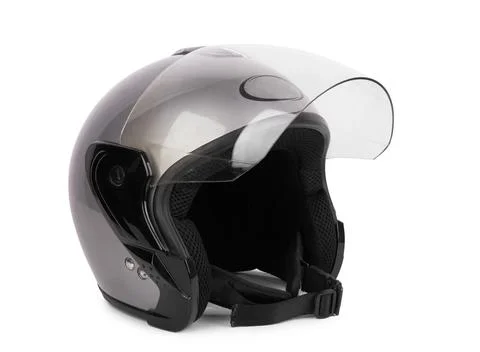 Gray motorcycle helmet Stock Photos