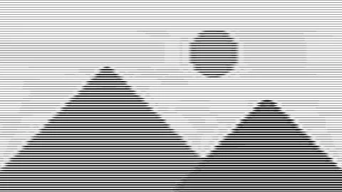 Gray Mountain and Sun Image Placeholder with Fine Lines Vector Stock Illustration