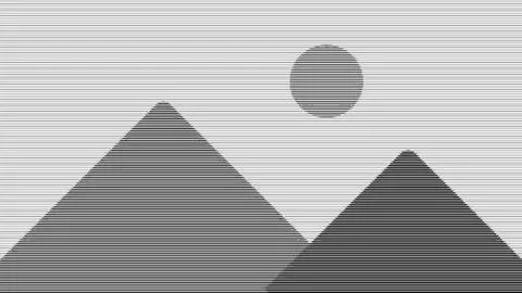 Gray Mountain and Sun Image Placeholder with Broad Lines Vector Stock Illustration
