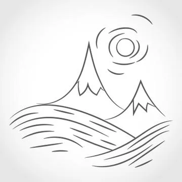 Gray mountain range icon. Vector illustration Illustrazione stock