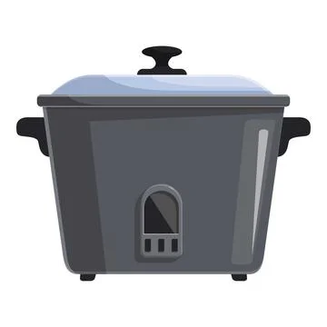 Gray multi cooker with timer display is preparing food Stock Illustration