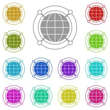 Gray network icon in multi color. Simple glyph vector of Technology set for U 스톡 일러스트