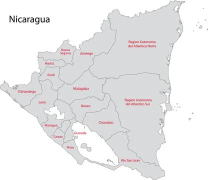 Gray nicaragua map Stock Illustration