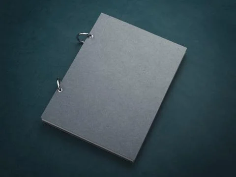 Gray notebook on the green floor. 3d rendering イラスト素材