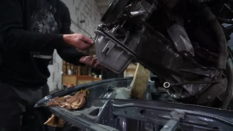 Gray old car for tuning Stock Footage 220874673