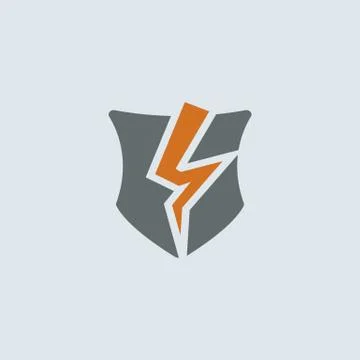 Gray-orange Broken Shield Round Icon Stock Illustration