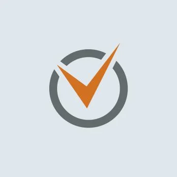 Gray-orange Check Mark Round Icon Stock Illustration