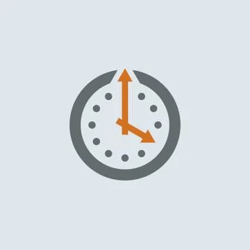 Gray-orange Clock Round Icon Stock Illustration