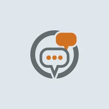Gray-orange Conversation Bubbles Round Icon Stock Illustration