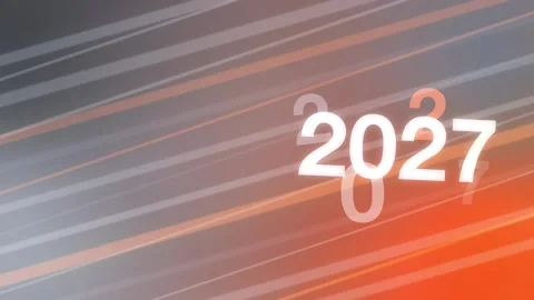 Gray orange gradient with diagonal lines and 2027 numbers, Loop Animation Stock Footage 341857189