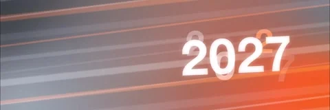 Gray orange gradient with diagonal lines and 2027 New Year, Loop Animation Stock Footage 341857976