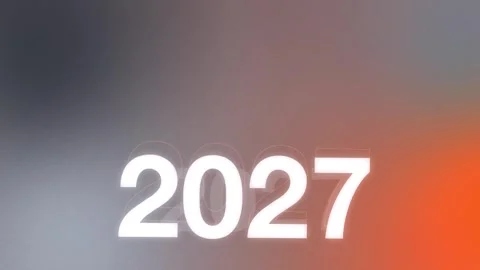 Gray orange gradient with glowing 2027 New Year numbers, Loop Animation Stock Footage 341857876