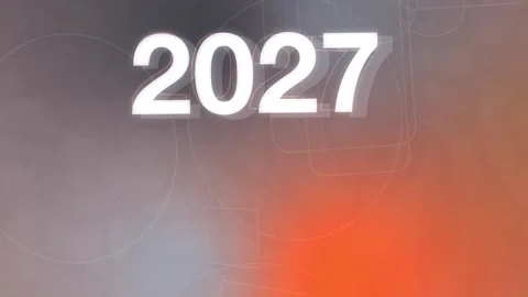 Gray orange gradient with glowing 2027 New Year numbers, Seamless Loop Stock Footage 341857894