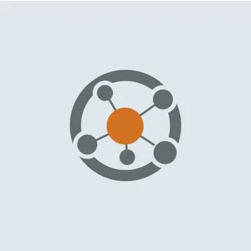 Gray-orange Network Round Icon Stock Illustration