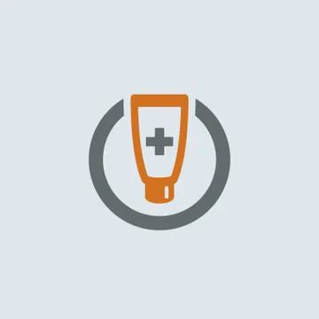 Gray-orange Ointment Round Icon Stock Illustration
