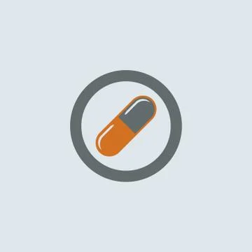 Gray-orange Pill Round Icon Stock Illustration