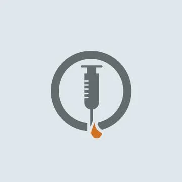 Gray-orange Syringe Round web icon Stock Illustration