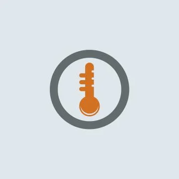 Gray-orange Thermometer Round Icon Stock-Illustration