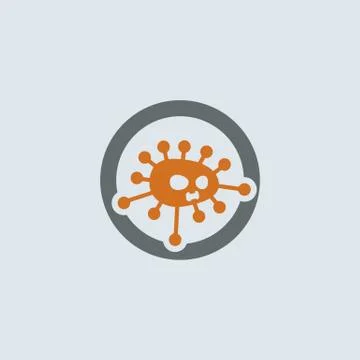 Gray-orange Virus Round Icon Stock Illustration