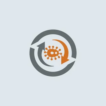 Gray-orange Virus Round Icon Stock Illustration