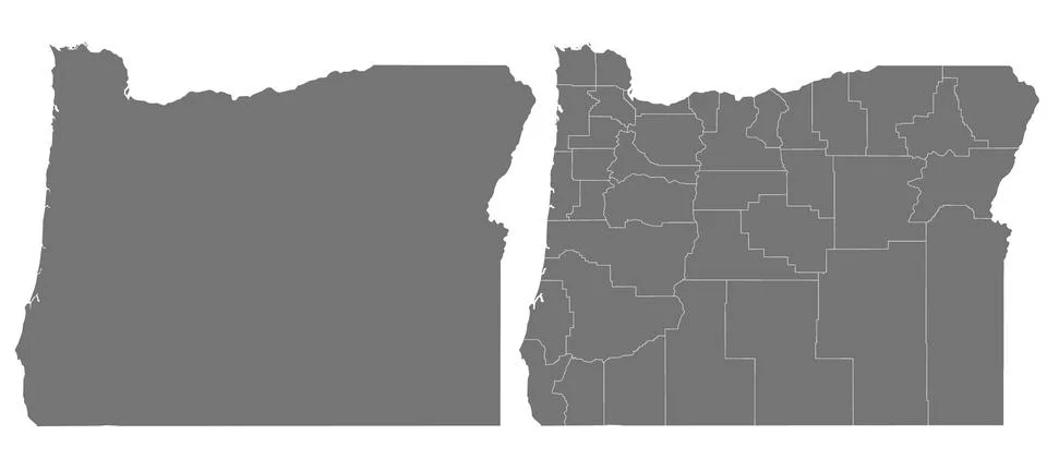 Gray Oregon map sets on white background. United States of America, usa, us Stock Illustration