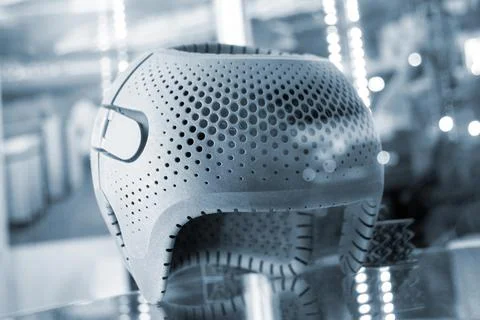 Gray orthopedic plastic prosthesis printed on powder 3D printer for head. Stock Photos