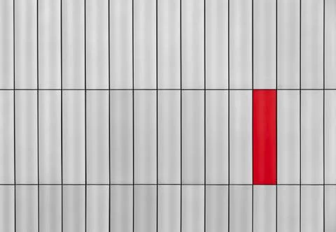 Gray outside wall with a red rectangle Stock Photos