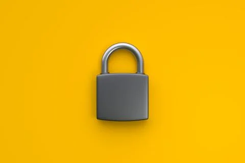 Gray Padlock on Bright Yellow Background Stock Illustration