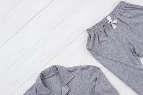Gray pajama set on white Stock Photos