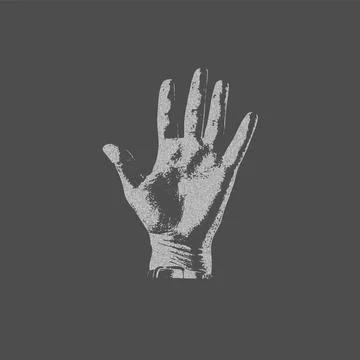 Gray palm with photocopy effect. Stock Illustration