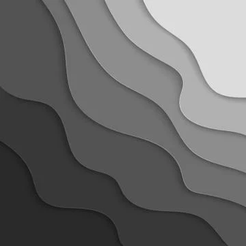 Gray Paper graphic elements.  Wavy paper cut background. Vector illustration Stock Illustration