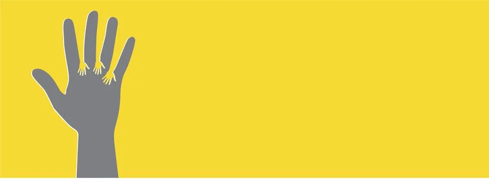Gray paper hand on a yellow background Stock Illustration