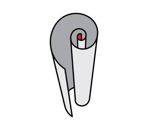 Gray paper or tin roll in perspective. Letter e Stock Illustration