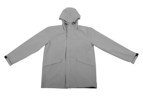 Gray parka jacket isolated on white background Stock Photos