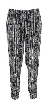 Gray with a pattern harem pants. High cut harem pants.  Isolated image. Stock Photos
