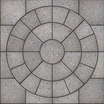 Gray Pavement  Slabs in the Form of Circle. Stock Illustration