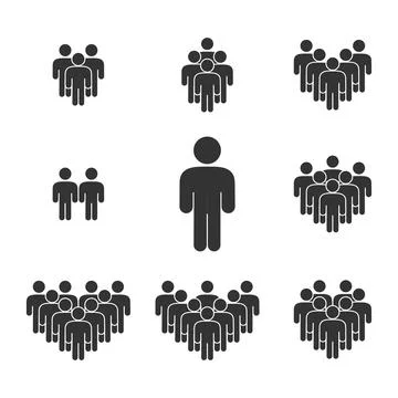 Gray people icons set of different number on white background. Stock Illustration