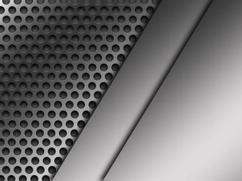 Gray perforated metal background texture Stock Illustration
