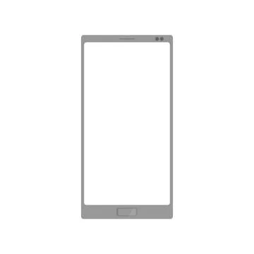 A gray phone with a square button and two cameras. Flat vector illustration with Stock Illustration