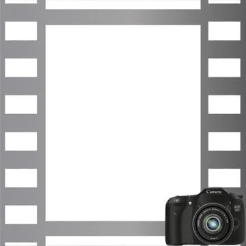 Gray photo frame with a camera in the bottom corner Stock Illustration