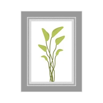 Gray photo frame with the image of a non-flowering plant. Isolated. Flat styl Stock-Illustration